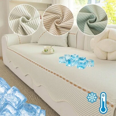 SANMOSPIN 1 chiếc bọc ghế sofa mùa hè mới, chất liệu lụa mềm mại, kiểu dáng cổ điển tối giản, nhiều kích cỡ, thân thiện với thú cưng, phù hợp với ghế sofa đơn, đôi, ba, bốn chỗ ngồi, thích hợp cho phòng ngủ, phòng khách, phòng học, văn phòng và trang trí nhà cửa.