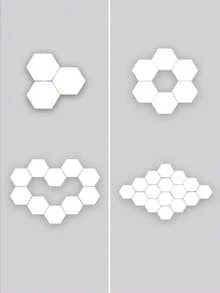 Bộ 12 đèn ngủ hình lục giác điều khiển cảm ứng, đèn LED cảm ứng bật sáng tức thì, trang trí nhà cửa, đèn chiếu sáng phòng chơi game, đèn trang trí bàn làm việc tối giản hiện đại cho phòng ngủ. - ánh sáng trắng - Xem 3