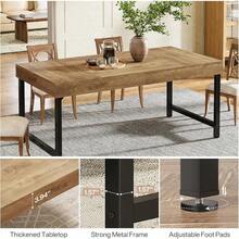 Farmhouse Dining Table For 4-6 People, 55 Inches Industrial Rectangular Kitchen Dinner Table With Heavy-Duty Metal Legs For Home, Dining Room, Small Space, Rustic Brown - 鄉村棕色和黑色 - 查看 8