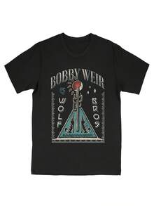 Unisex T-shirt i ren bomull, B Ob W Eir - Bobby Weir & Wolf Bros 2022 Skjorta Svart Unisex S-4XL 1P1001 Retro Fotbollsmatchdag & Musik Kortärmad Rundhalsad Casual Topp för Evenemang, Stadionkonserter, Alla Hjärtans Dag-presenter för Fans, sommar-t-shirt, blus, basplagg, oberteile - Svart - Visa 5