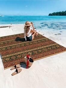 1 pieza Nuevo tapete de playa/picnic impreso digitalmente, a prueba de agua y arena, con un patrón de moda y fresco, adecuado para acampar al aire libre y picnics - Multicolor - Ver 2
