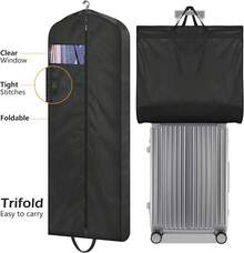 MISSLO 65 Long Garment Bags Travel Dress Bags Hanging Clothes Wedding Dress Cover Waterproof Clothes Protector Closet Storage 2 Packs Gowns, Tuxedos, Coats, Black - 2 - Xem 9