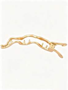 A European And American Minimalist Serpentine Metal Hair Clip, High-End Niche Back-Of-The-Head Hair Accessory, Elegant Hair Ornament - Gold - View 6