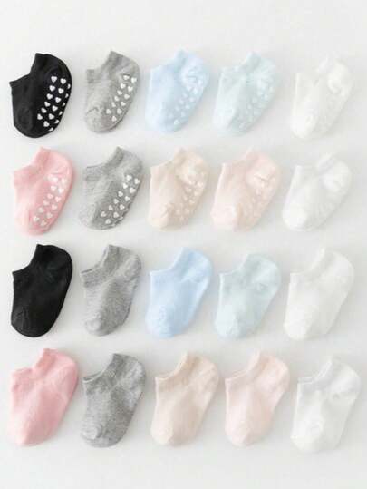 1/5 Pairs Baby Toddler Solid Color Socks, Anti-Slip Lace Ruffle Trim Thin Socks, Soft Breathable Floor Socks For Newborn Infants 0-2 Years Old, Random Color, Perfect For Holiday Gifts, Back To School & Daily Kids Activities