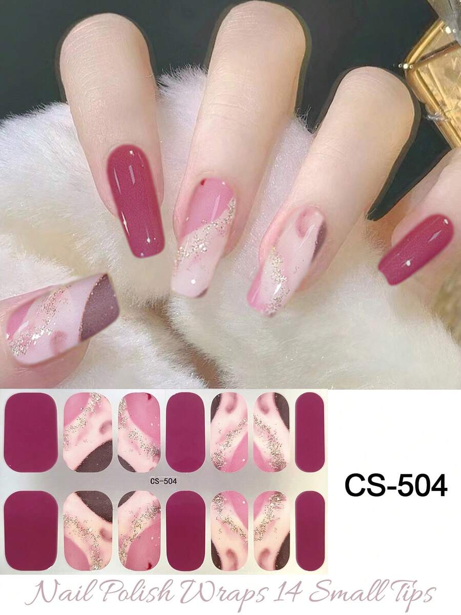 全贴式指甲油贴纸 1 张经典款闪光自粘式 DIY 美甲贴条，适用于节日美甲装饰