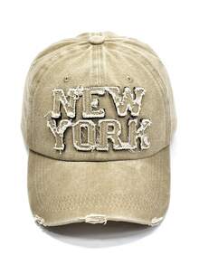 1pc New York Embroidered Label Baseball Cap, Unisex Vintage Washed Style Fashion Sun Hat, Adjustable Outdoor Sunhat, Y2K Style Distressed Curved Brim Cap - Multicolor - View 2