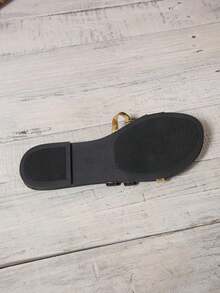 Women's Summer New Open Toe Flat Sandals With Gold Stripe Cutout Design, Navy Blue Color, Suitable Casual, Holiday, Daily Wear - Match With Dresses, Leggings, Casual Pants, Shorts, Skirts.Slip-On Snake Print Ladies Slippers, Suitable Spring, Summer, Autumn, Valentine's Day, Mother's Day, Festivals, Parties, Fashion, Elegant, Minimalist,, Cute, Vacation, Travel, Daily Matching, Beach Shoes - Đen 4 - Xem 9