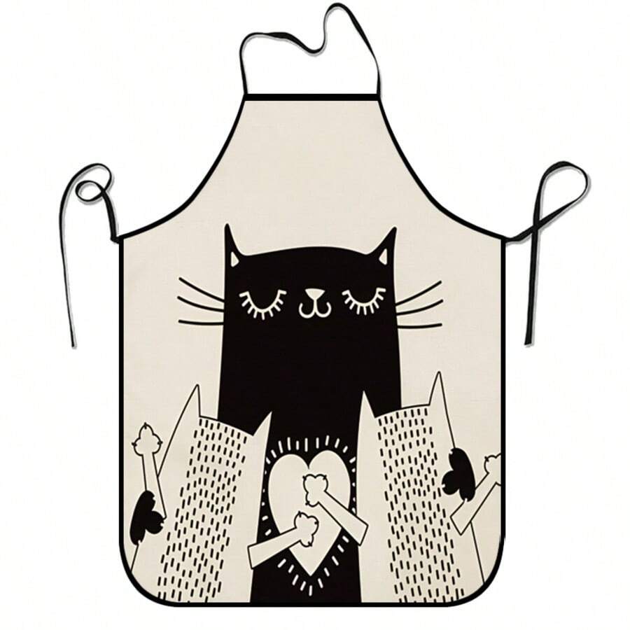 猫咪主题趣味厨房围裙，送给爱猫人士的幽默烹饪礼物，非常适合烧烤、派对和角色扮演，男女皆宜，尺寸可调节