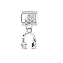 Kit de joyería DIY con brazalete intercambiable de acero inoxidable modular, incluye dijes con forma de corazón, mochila y flor, adecuado para todos, regalo único para mujeres - colgante - Ver 3