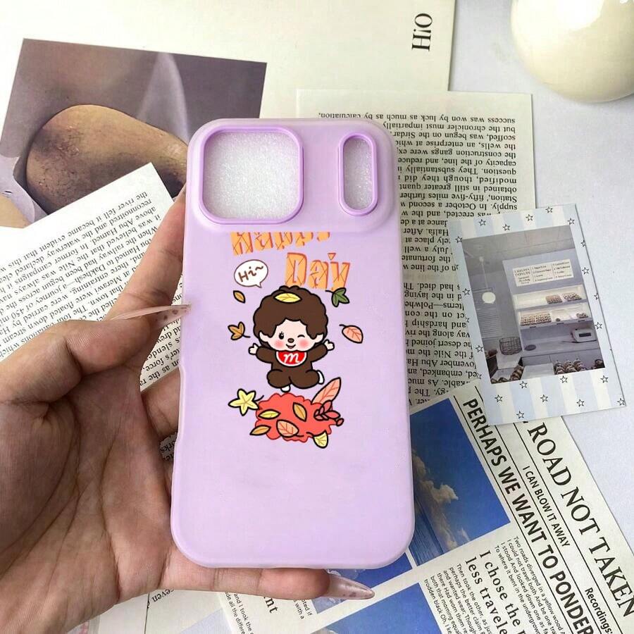 スマホケース 2in1ケース ジェル風可愛いデザイン キャラクターイラスト 大人可愛い 女子向け TPU+PP二層構造 柔らかTPU 耐衝撃 カメラレンズ保護 17/16/15/14/13/12/11/5/7/8 Plus Pro Max 対応 インスタ映え プレゼント - 紫色 - チェックする 1