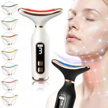 Masseur de cou et de visage portable rechargeable, 7 modes d'éclairage, 3 réglages de vitesse, masseur compact pour la maison et les voyages pour les femmes, cadeau parfait - Multicolore - Voir 2