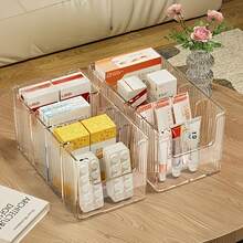 2pcs/1pc Kotak Pil Bergaris Transparan dengan Sekat yang Dapat Diatur, Kotak Penyimpanan Bergelombang Transparan, Cocok untuk Kotak P3K, Organizer Meja Multi-Kompartemen, Untuk Menyimpan Vitamin dan Pil, Penyimpanan Rumah Tangga - View 3