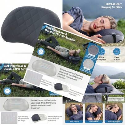 Ultralight Inflatable Camping Pillow With Soft Washable Cover Compact Compressible Portable Travel Air Pillow For Outdoor Camp Sport Hiking Backpacking Sleep