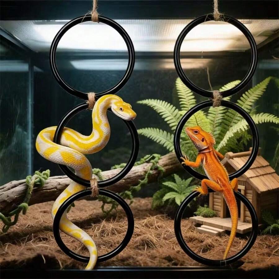 1pc Climbing Ring For Reptiles - Climbing Rope Ladder Toy, Hanging Exercise Perch, Enrichment Toy For Corn Snakes, Climbing Accessory For Snakes, Lizards, Chameleons, Geckos, And Parrots, Hideaway For Reptile Owners And Enthusiasts, Independence Day/Birthday Gift