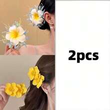 2/4pcs Charming Daisy Flower Hair Clips, Photo Props For Party, Minimalist & Fashionable Beach Travel Hair Accessories, Suitable For Daily Use, Summer Beach, Vacation, Holidays And Travel. Holiday Decorations, Photo Booth Props, Party Decor, Festival Hair Clips, Perfect Gift For Her - View 10