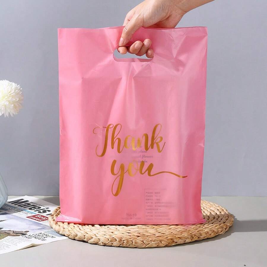 20入/50入/100入粉色透明禮品袋,金色「Thank You」印字星形設計,時尚優雅,適合節日、生日派對或婚禮伴手禮,4種尺寸 S/M/L/XL 可選,搭配精美禮物更能表達誠意 - 彩色 - 查看 1