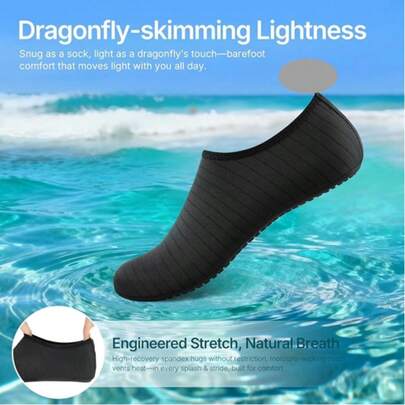 1 par de nuevos calcetines/zapatos de playa para snorkel, unisex, de secado rápido, antideslizantes, con suela blanda para buceo, natación, playa, yoga, surf | Calzado multifuncional para interiores/exteriores | Material transpirable