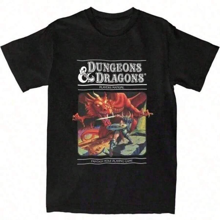 Sea Ball T-Shirt Dungeon And Dragon T-Shirt Hip Hop T-Shirt Men Women Summer Awesome Printed Short Sleeve Tees Fashion Casual Daily 100% Cotton T-Shirt Breathable Short Sleeve Crew Neck Basic Tee - 黑色 - 查看 1