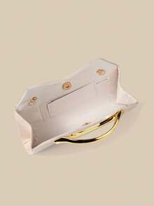 1pc Apricot Women's Clutch Bag, High-End Velvet Envelope Style Handbag With Flap Design, Suitable For Holidays, Vacations, Summer, Beach, Business Commute And Other Occasions, Multifunctional Crossbody Bag, Casual Minimalist, Essential Item For Beach, Party, Vacation - Apricot - View 9
