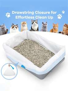 40个装猫砂袋 - 40个耐用抽绳内衬，适用于自动猫砂盆，高耐用性自清洁猫砂盆替换袋，优质耐用材料，易于使用，大容量，高性价比 - 均碼 - 查看 1