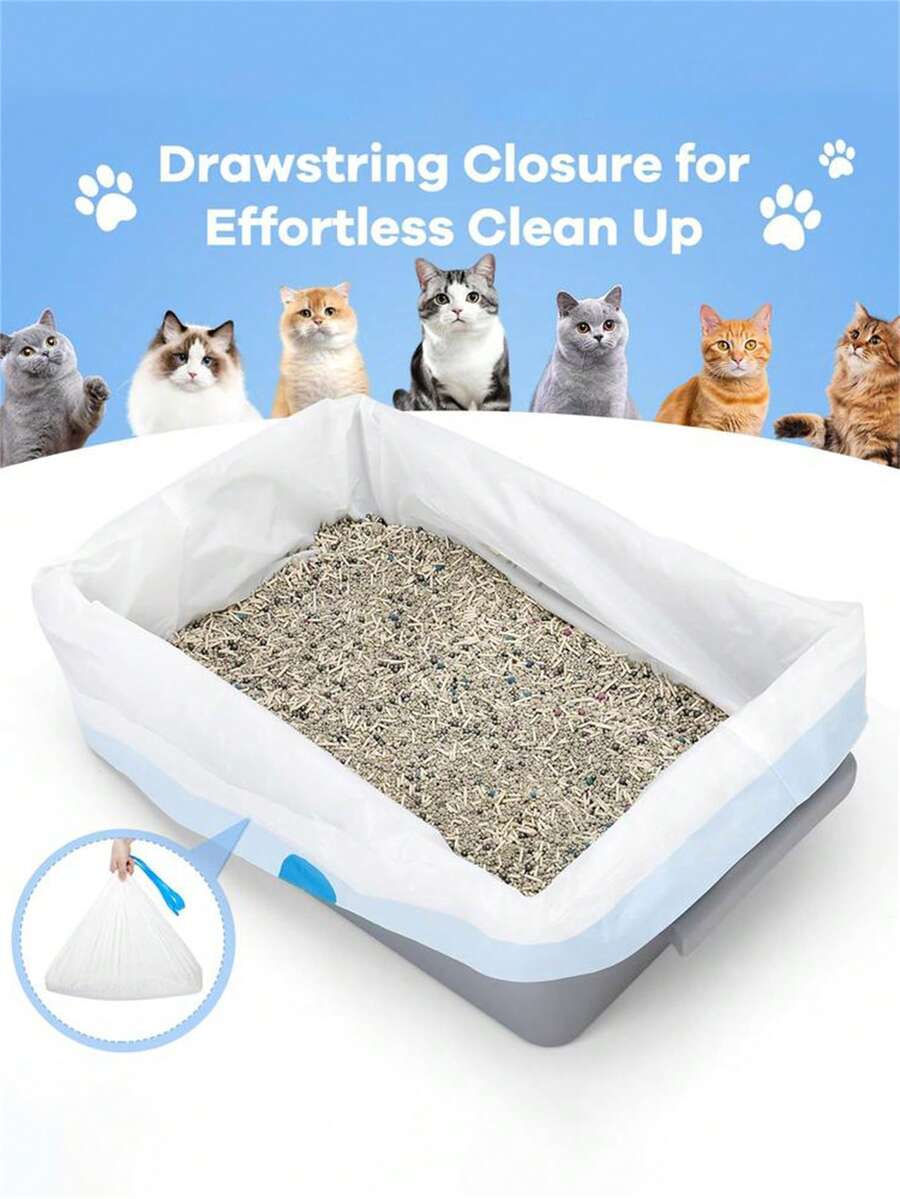 40个装猫砂袋 - 40个耐用抽绳内衬,适用于自动猫砂盆,高耐用性自清洁猫砂盆替换袋,优质耐用材料,易于使用,大容量,高性价比 - 均碼 - 查看 1