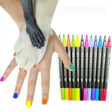 12 Colors Pet Nail Polish, Suitable For Dogs And Cats, Easy To Apply, Quick Drying, 12 Colors Optional, Hand-Drawn Graffiti Pen DIY Nail Pen Colorful Dual-Tip Marker Pen - Multicolor - View 5