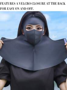 1 pieza Máscara facial de seda de hielo transpirable y de moda para mujeres, cubre todo el rostro y el cuello, máscara de protección solar, máscara para ciclismo al aire libre, unicolor, máscara de protección solar de seda de hielo ligera y transpirable, pasamontañas unisex para exteriores con orejeras - Multicolor - Ver 9
