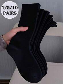 1/5/10 Pairs Women's Simple Basic Black Maternity Socks, Ins Style European And American Casual Daily Wear - Black - View 10