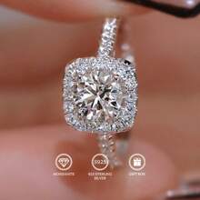 [Spark Grow Engagement Ring] 1pc Spark Grow 0.5/1/2/3/5/10 Carat Engagement Ring, 925 Sterling Silveryy, Fashionable White Synthetic Artificial Diamond, Ideal Gift For Men & Women On Special Occasions - 1.0克拉 - 查看 3