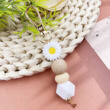 Cute Daisy Beaded Bag Charm Kawaii Pastel Floral Pendant Boho Silicone Bead Decor Accent Apparel Accessories Cosplay DIY Supplies For Purse Backpack Daily Wear Birthday Gift Gifts For Mother, Father, Graduation, And Teacher - Flower - View 4