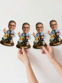 7pcs/14pcs/21pcs Personalized 2D Photo Bobblehead Birthday Banner, 25cm/9.84in, Custom Face & Text, Gym/Sports Theme Cake Topper & Party Decor. Perfect For 30th/40th Celebrations. Ideal For Fitness Fans & Friends. Great For Home Parties & Banquets. - Multicolor - View 13