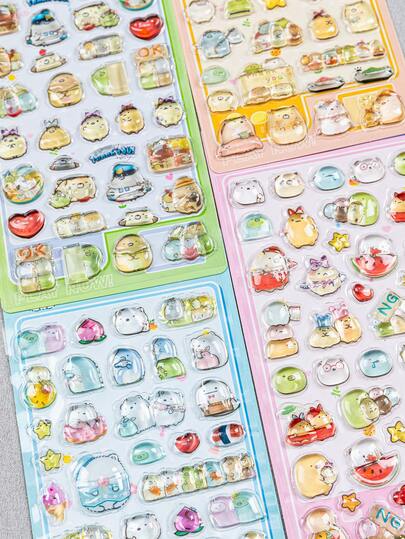 [2026 New] Colorful 3D Epoxy Resin Stickers - Cute Animal Series - Healing Style - High Quality Resin - Waterproof - Reusable Self-Adhesive Stickers - Suitable For Various DIY Decorations Such As Phone Cases, Laptops, Desktops, Tablets, Stationery, Notebooks, Planners, Scrapbooks, Mugs, Refrigerators, Travel Bags, Gift Bags, Packaging, Party Decorations, Etc.