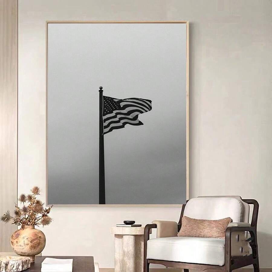 1pc, Vintage American Flag Waving Posters And Prints, Patriotic Wall Art Canvas Painting, Independence Day Wall Art, For Living Room, Office, Bedroom, Bar, Wall Decor, Best Gifts, No Frame - 111 - View 1