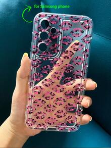 Pink Leopard Print Lipstick Print Clear Case Compatible With IPhone 13/15/16/17pro/17/14/17/15pro/15 Plus/15 Promax/7plus/8plus/X/Xs Max/Xr/11pro/12pro/13pro/14pro/12mini/13mini/11promax/12promax/13promax/14promax/14plus/17pro Max/17Air/6/6s Plus/7/8/16Pro/16plus/16promax/Se2/17promax&Compatible With Samsung Galaxy/A54/A14/A12/A13/A15/A32/A33/A24/A52S/S20/S21/S22/S23/S24/S23Plus/S24ultra/S25/A15/A33/A23/A07/A17/S26/A56/A57 - Multicolor - View 4