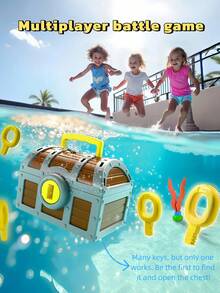 Kids Diving Pool Treasure Chest Toy With Keys, Gems & Fish, Toddler Outdoor Swimming Playset, Summer Water Dive Beach Game, Party Gifts For Girls Ages 3-8 Pool Toys Beach Toys Bath Toys Boy Toys Water Toys Toys For Boy Outdoor Games Kids Toys - Multicolor - View 5