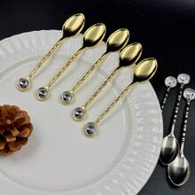 Luxury Crystal Teaspoon Set - Gold & Silver Vintage Bamboo Design Suitable For Coffee, Desserts And Parties. Stylish Table Decor! - View 10