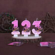 数字生日蜡烛，韩流女巫主题手工数字蜡烛，蛋糕派对卡通风格数字0-9，派对用品，生日用品 - 彩色 - 查看 1