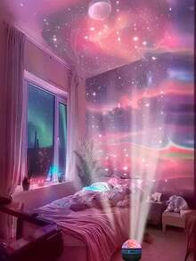 1 pieza Lámpara de atmósfera con proyector de luces LED multicolor que simula las Luces del Norte, adecuada para decoración del hogar, dormitorio, sala de estar - Incluye control remoto, regalo para el Día de San Valentín, cumpleaños y diversos festivales - luz policromática - Ver 10