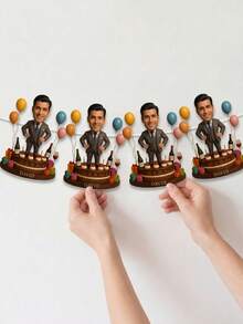 7pcs/14pcs/21pcs Personalized 2D Photo Bobblehead Birthday Banner, 25cm/9.84in, Custom Face & Text, Gym/Sports Theme Cake Topper & Party Decor. Perfect For 30th/40th Celebrations. Ideal For Fitness Fans & Friends. Great For Home Parties & Banquets. - Multicolor - View 12