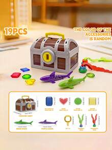 Kids Diving Pool Treasure Chest Toy With Keys, Gems & Fish, Toddler Outdoor Swimming Playset, Summer Water Dive Beach Game, Party Gifts For Girls Ages 3-8 Pool Toys Beach Toys Bath Toys Boy Toys Water Toys Toys For Boy Outdoor Games Kids Toys - Multicolor - View 10
