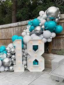55/85/115 globos blancos y azul menta, set de globos de látex azul marino de 5/10/18 pulgadas de grosor, adecuado para decoración de fiesta de cumpleaños, despedida de soltero, aniversario, fiesta de graduación - Nylon blanco - Ver 6