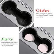 NEW-   Cute Fashion Polka Dot Car Coasters 2 Pack For Cup Holders, 2.56 Inch Finger Notch Retro 70's Style Ceramics Heat Resistant Anti Slip Cork Base Car Drinks Coasters Auto Accessories- - Phụ huynh - Xem 4