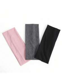 3pcs Women's Solid Color Sports Headbands, Elastic & Comfortable For Workout, Yoga, Washing Face, Makeup, Eye Mask, Outdoor, Party, School Stuff, College Hair Accessories Autumn Accessories Fall Winter Hair Band For Vacation Outfits Woman Elegant Scarf Women Bandanas Soft Headwrap Summer Outfits - Multicolor - View 6