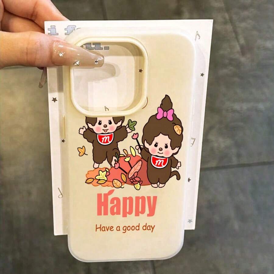 スマホケース 2in1ケース ジェル風可愛いデザイン キャラクターイラスト 大人可愛い 女子向け TPU+PP二層構造 柔らかTPU 耐衝撃 カメラレンズ保護 17/16/15/14/13/12/11/5/7/8 Plus Pro Max 対応 インスタ映え プレゼント - 米白 - チェックする 1