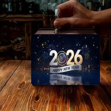 1pc Wooden Combination Coin Storage Box, 2026 New Year Single-Sided Pattern Design, DIY Wooden Decor Piggy Bank, Suitable For Room - Multicolor - View 6