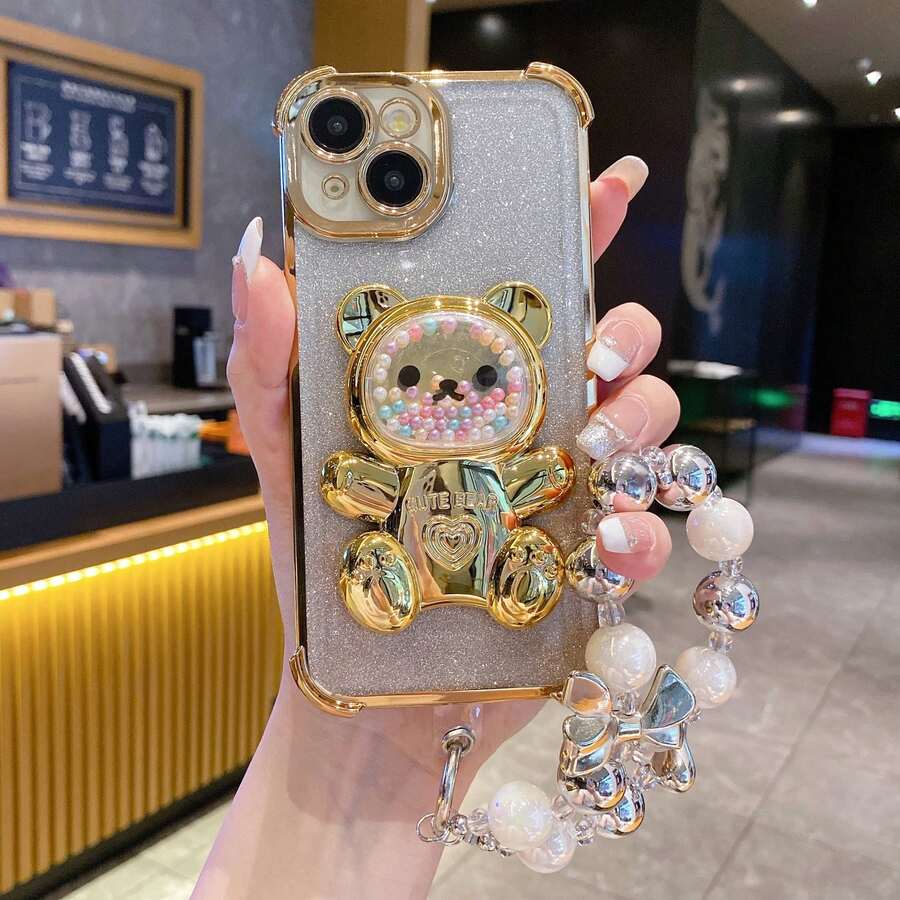 Tặng kèm dây đeo, giá đỡ, ốp lưng điện thoại + dây xích + dây đeo cổ tay, tương thích với iPhone 17 Pro Max, 16 Pro Max, 15 Pro Max, 14 Pro Max, 13 Pro Max, 12 Pro Max, 11 Pro Max, XS Max, 7/8 Plus, S26, 2524321u, Honor. - Vàng - Xem 1