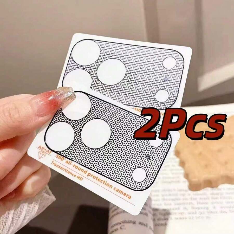 Woven Texture 2pcs Hollow Design Zen Wing Lens Film Protector Suitable Compatible With Apple 17 Pro Max/17 Pro Camera High Definition Lens Protection Fresh And Fashionable Anti-Scratch Anti-Drop Mother's Day Gift