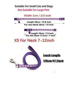 1 Set Of Dog Paw Print Collar With Bells Set And Leash, Equipped With Adjustable Buckle, Fashionable And Collar, Suitable For Small Dogs And Cats, With Multiple Colors To Choose From - Multicolor - View 6