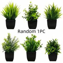 Small Artificial Potted Plants, Indoor Decorative Fake Flowers, Suitable For Windows, Bathrooms, Walls, Desktops, Offices, Kitchens, Farmhouse Style Decor, Valentine's Day Party Decoration - Green - View 7