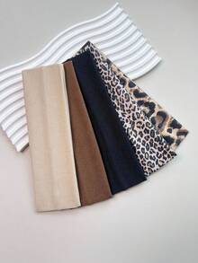 1/2/5 Pieces Of Winter And Autumn Style Leopard Print Soft And Slip-Resistant Hair Bands, Widened For The Winter And Autumn Season, Elastic Yoga And Fitness With Multi-Functional Brocade Leopard Print Hair Bands, Suitable For Women's Daily Use, Applicable For The School Season, As A Gift For Girls., Hair Tools, Beauty Accessories, Curly Fall Vacation Headband Holiday Essential Hair Accessories Summer Outfits - Multicolor - View 4